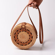 Load image into Gallery viewer, Vintage Handmade Women Rattan Bag Woven Bow Shoulder Bags Beach Straw Bag Messengers B161
