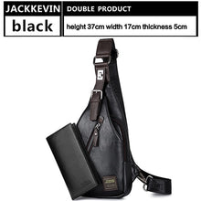 Load image into Gallery viewer, JackKevin Men&#39;s Fashion Crossbody Bag Theftproof Rotatable Button Open Leather Chest Bags Men Shoulder Bags Chest Waist Pack