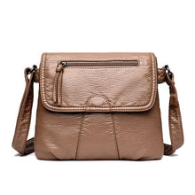 Load image into Gallery viewer, CmetNi Black Small Women Messenger Bag Soft Washed PU Leather Crossbody Bag Female Handbag Purses