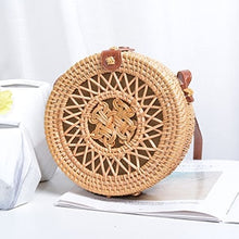 Load image into Gallery viewer, Vintage Handmade Women Rattan Bag Woven Bow Shoulder Bags Beach Straw Bag Messengers B161