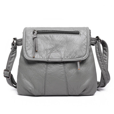 CmetNi Black Small Women Messenger Bag Soft Washed PU Leather Crossbody Bag Female Handbag Purses