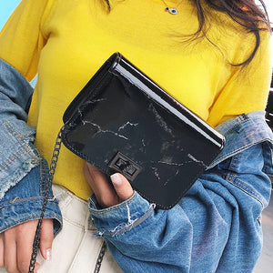 Bags for Women 2019 Marble Pattern Shoulder Bag Lock Buckle Wild Messenger Small Square Marble White Bag Designer Handbags
