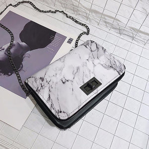 Bags for Women 2019 Marble Pattern Shoulder Bag Lock Buckle Wild Messenger Small Square Marble White Bag Designer Handbags
