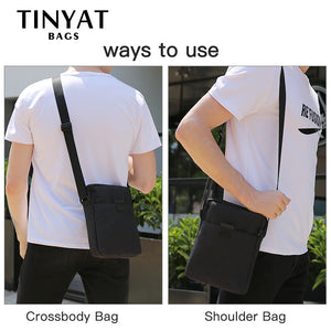 TINYAT Men's Bag Light Canvas Shoulder Bag For 7.9' Ipad Casual Crossbody Bag Waterproof Business Shoulder bag for men 0.13kg