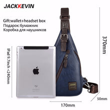 Load image into Gallery viewer, JackKevin Men&#39;s Fashion Crossbody Bag Theftproof Rotatable Button Open Leather Chest Bags Men Shoulder Bags Chest Waist Pack
