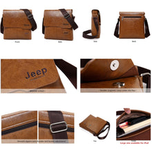 Load image into Gallery viewer, Men Tote Bags Set JEEP BULUO Famous Brand New Fashion Man Leather Messenger Bag Male Cross Body Shoulder Business Bags For Men