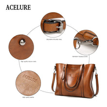 Load image into Gallery viewer, ACELURE Women bag Oil wax Women&#39;s Leather Handbags Luxury Lady Hand Bags With Purse Pocket Women messenger bag Big Tote Sac Bols