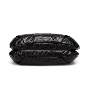 CmetNi Black Small Women Messenger Bag Soft Washed PU Leather Crossbody Bag Female Handbag Purses