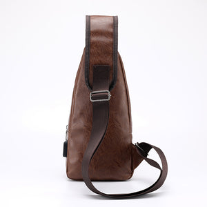Men's Crossbody Bags Men's USB Chest Bag Designer Messenger bag Leather Shoulder Bags Diagonal Package 2018 new Back Pack Travel
