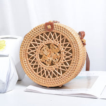 Load image into Gallery viewer, Vintage Handmade Women Rattan Bag Woven Bow Shoulder Bags Beach Straw Bag Messengers B161