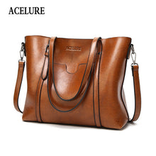 Load image into Gallery viewer, ACELURE Women bag Oil wax Women&#39;s Leather Handbags Luxury Lady Hand Bags With Purse Pocket Women messenger bag Big Tote Sac Bols