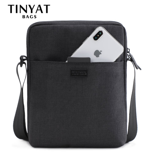 TINYAT Men's Bag Light Canvas Shoulder Bag For 7.9' Ipad Casual Crossbody Bag Waterproof Business Shoulder bag for men 0.13kg