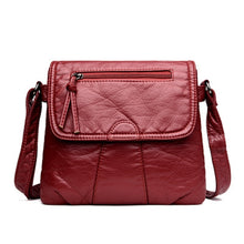 Load image into Gallery viewer, CmetNi Black Small Women Messenger Bag Soft Washed PU Leather Crossbody Bag Female Handbag Purses