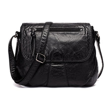 Load image into Gallery viewer, CmetNi Black Small Women Messenger Bag Soft Washed PU Leather Crossbody Bag Female Handbag Purses