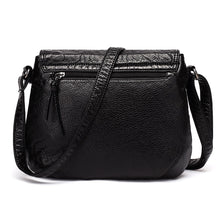 Load image into Gallery viewer, CmetNi Black Small Women Messenger Bag Soft Washed PU Leather Crossbody Bag Female Handbag Purses