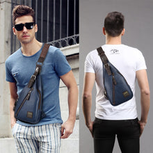 Load image into Gallery viewer, JackKevin Men&#39;s Fashion Crossbody Bag Theftproof Rotatable Button Open Leather Chest Bags Men Shoulder Bags Chest Waist Pack