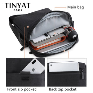 TINYAT Men's Bag Light Canvas Shoulder Bag For 7.9' Ipad Casual Crossbody Bag Waterproof Business Shoulder bag for men 0.13kg
