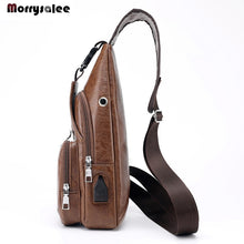 Load image into Gallery viewer, Men&#39;s Crossbody Bags Men&#39;s USB Chest Bag Designer Messenger bag Leather Shoulder Bags Diagonal Package 2018 new Back Pack Travel